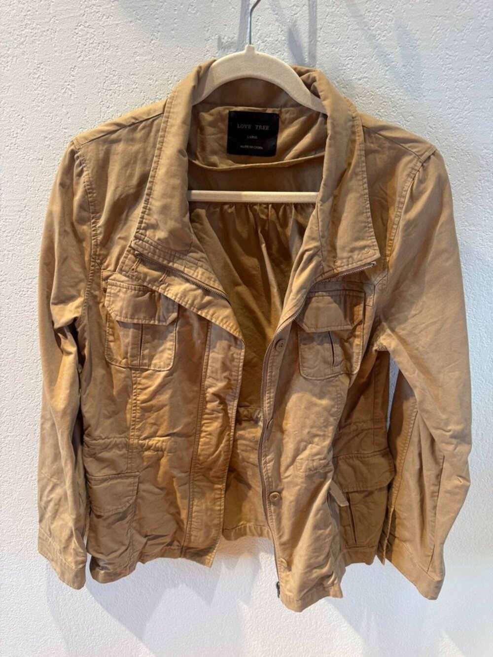 Love Tree Khaki Cargo Utility Jacket Size Large